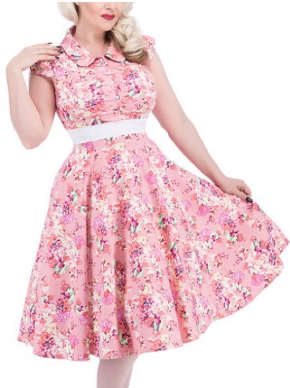 Hearts & Roses H&R UK16/US12 Peachy Pink Floral Dress